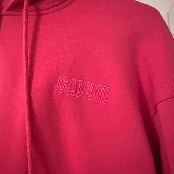 Ganni Hot Pink Hoodie Sweatshirt Oversized size XS - Picture 2 of 4